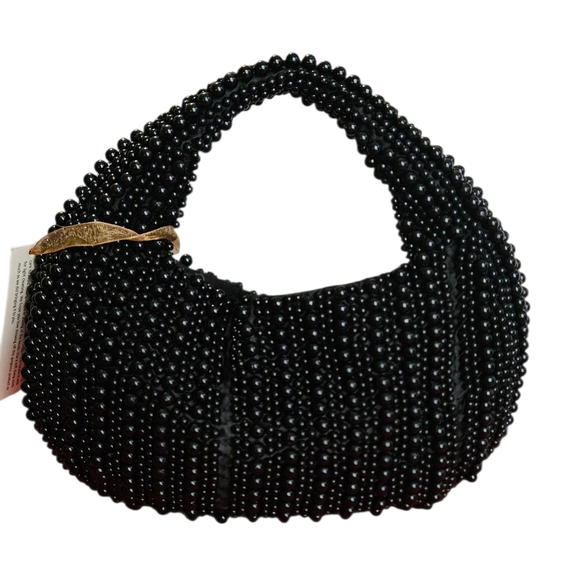 FROM INDIA TO YOU Mini Beaded Shoulder Bag In Black. NWT - Picture 1 of 15